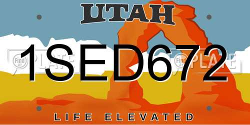 1SED672 Utah License Plate
