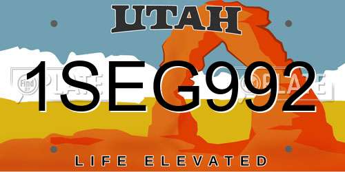1SEG992 Utah License Plate