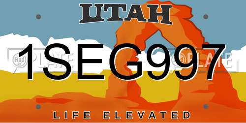1SEG997 Utah License Plate