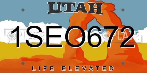 1SEO672 Utah License Plate