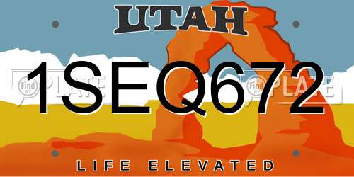 1SEQ672 Utah License Plate