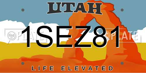 1SEZ81 Utah License Plate
