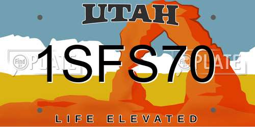 1SFS70 Utah License Plate