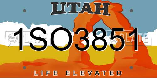 1SO3851 Utah License Plate