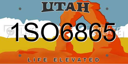 1SO6865 Utah License Plate
