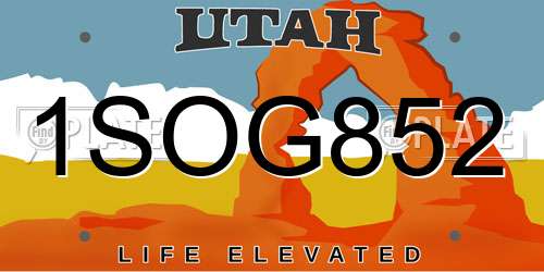 1SOG852 Utah License Plate