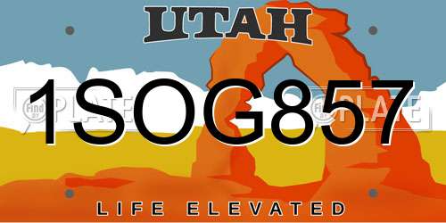 1SOG857 Utah License Plate
