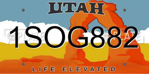 1SOG882 Utah License Plate