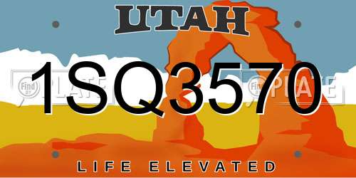 1SQ3570 Utah License Plate