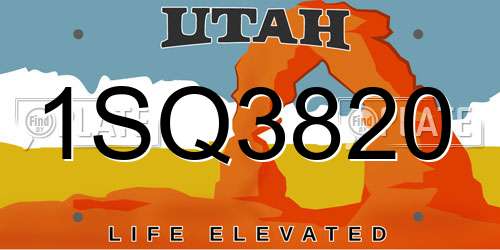 1SQ3820 Utah License Plate