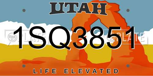 1SQ3851 Utah License Plate