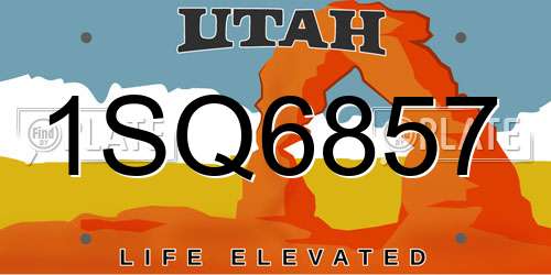 1SQ6857 Utah License Plate
