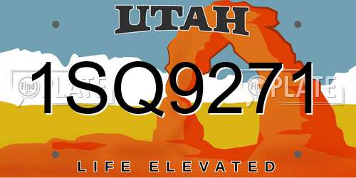 1SQ9271 Utah License Plate