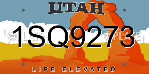 1SQ9273 Utah License Plate