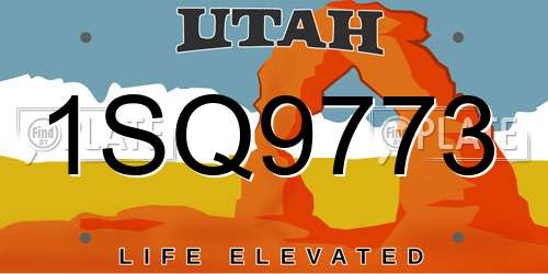 1SQ9773 Utah License Plate