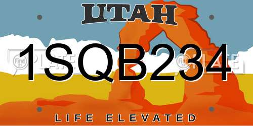 1SQB234 Utah License Plate