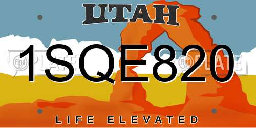 1SQE820 Utah License Plate