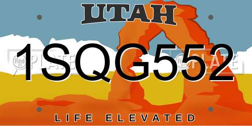 1SQG552 Utah License Plate