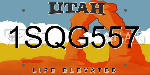 1SQG557 Utah License Plate