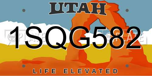 1SQG582 Utah License Plate