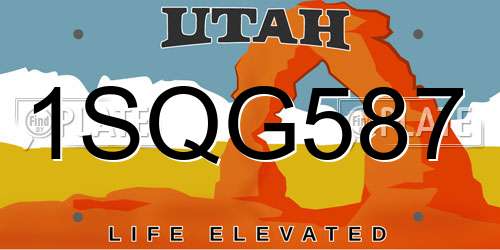 1SQG587 Utah License Plate