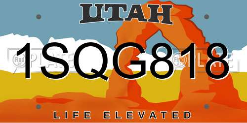 1SQG818 Utah License Plate