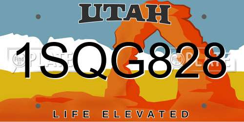 1SQG828 Utah License Plate