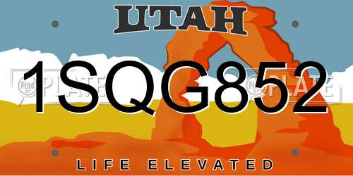 1SQG852 Utah License Plate