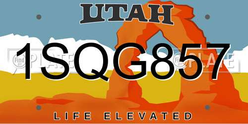 1SQG857 Utah License Plate