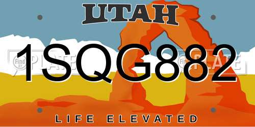 1SQG882 Utah License Plate
