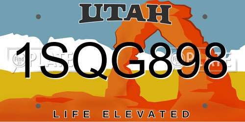 1SQG898 Utah License Plate
