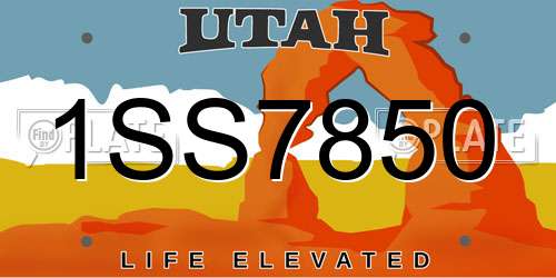1SS7850 Utah License Plate