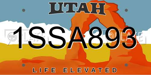 1SSA893 Utah License Plate