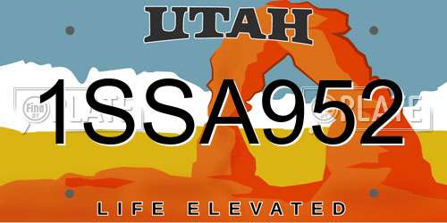 1SSA952 Utah License Plate