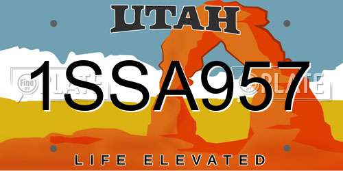 1SSA957 Utah License Plate