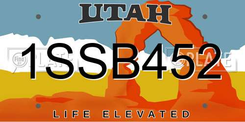 1SSB452 Utah License Plate