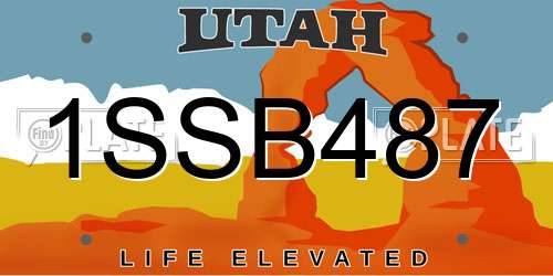 1SSB487 Utah License Plate