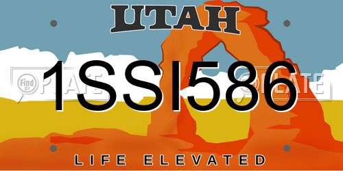 1SSI586 Utah License Plate