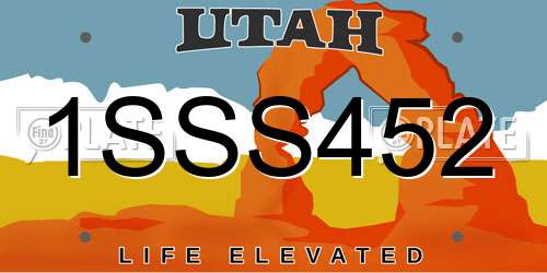 1SSS452 Utah License Plate