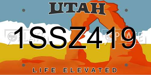 1SSZ419 Utah License Plate