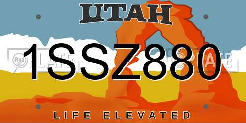 1SSZ880 Utah License Plate
