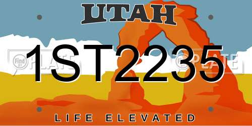 1ST2235 Utah License Plate