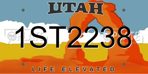 1ST2238 Utah License Plate