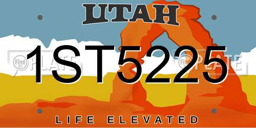 1ST5225 Utah License Plate