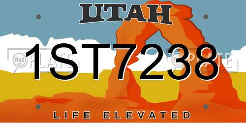 1ST7238 Utah License Plate