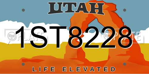 1ST8228 Utah License Plate