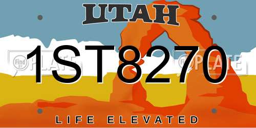 1ST8270 Utah License Plate