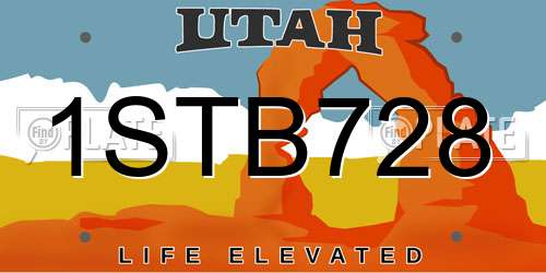 1STB728 Utah License Plate