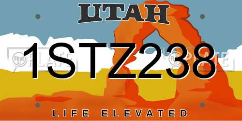 1STZ238 Utah License Plate