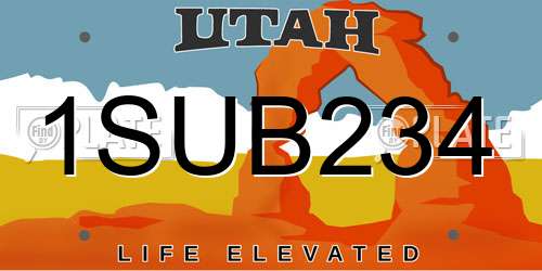 1SUB234 Utah License Plate